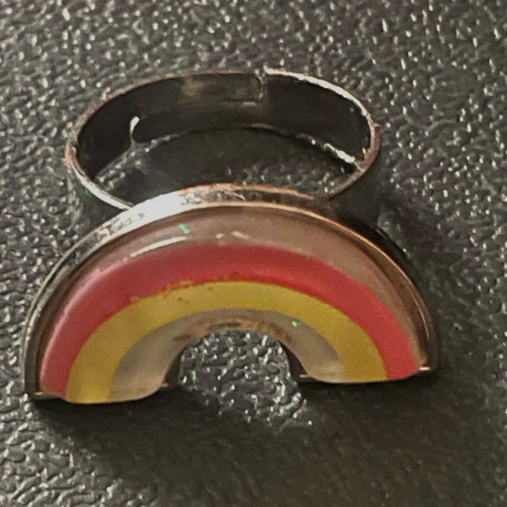 Rainbow Adjustable Ring with Pink and Yellow Accents